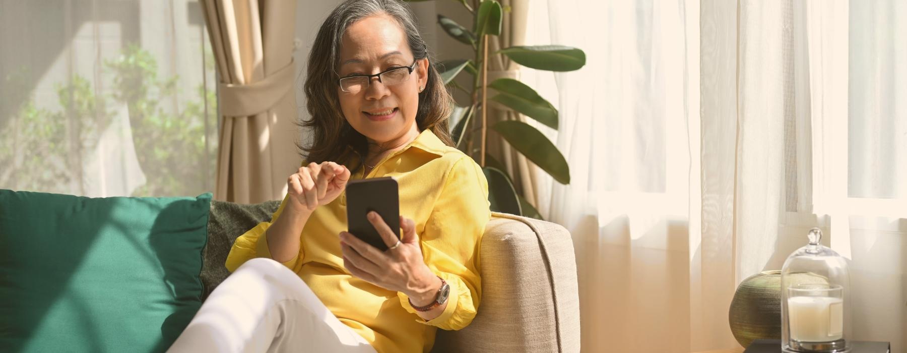 a person sitting on a couch