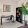 a room with a chair and a plant in it