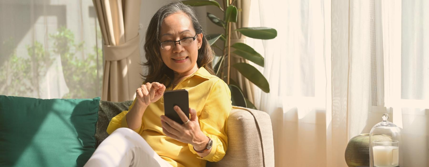 a person sitting on a couch